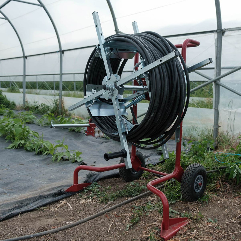 Reel/Unwinder for drip irrigation hose - Irrigation hose reels