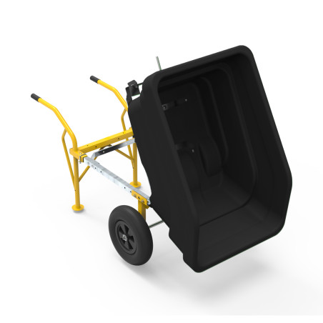 Tipping wheelbarrow double wheel