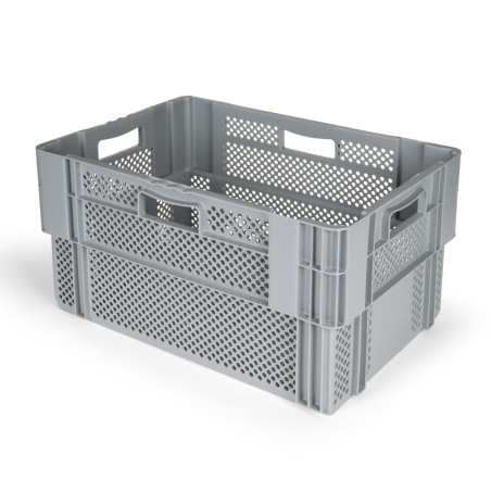 Stackable/nestable harvest crate 50% 60x40cm with perforated bottom